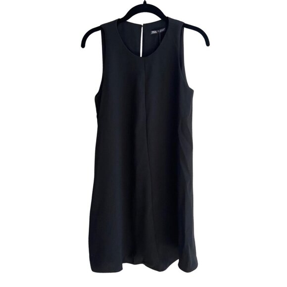 Zara NWT Minimalist Mini Sleeveless Shift Little Black Dress Size Small - Picture 2 of 10